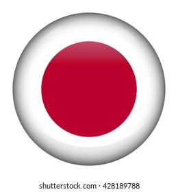 Round glossy Button with flag of Japan