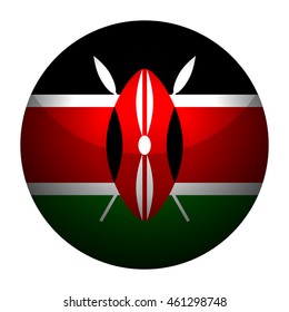 Round glossy Button with flag of Kenya