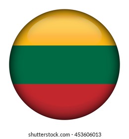 Round glossy Button with flag of Lithuania