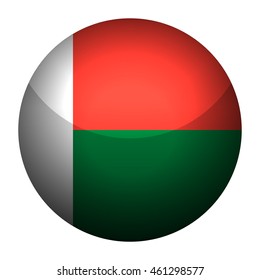 Round glossy Button with flag of Madagascar