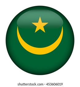 Round glossy Button with flag of Mauritania