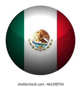 Round glossy Button with flag of Mexico