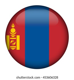 Round glossy Button with flag of Mongolia