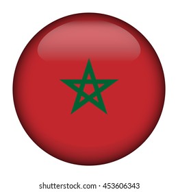 Round glossy Button with flag of Moroco