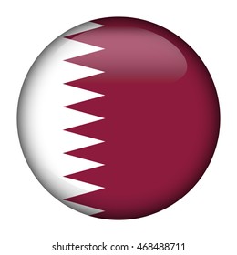 Round glossy Button with flag of Quatar