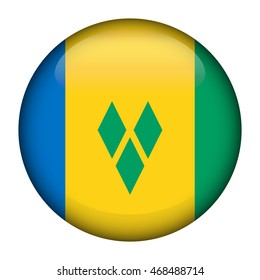 Round glossy Button with flag of Saint vincent