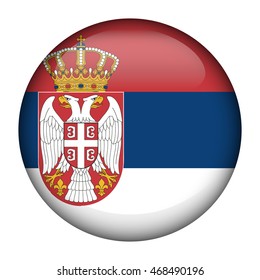 Round glossy Button with flag of Serbia