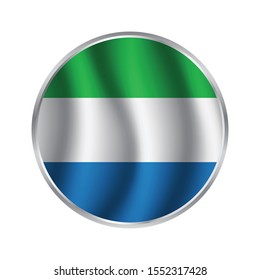 Round glossy Button with flag of Sierra Leone , Flag of Sierra Leone as round glossy icon. Button with flag colors.