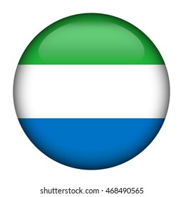 Round glossy Button with flag of Sierra Leone