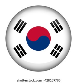 Round Glossy Button With Flag Of South Korea