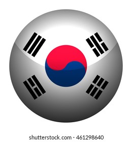 Round glossy Button with flag of South Korea