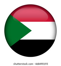 Round glossy Button with flag of Sudan