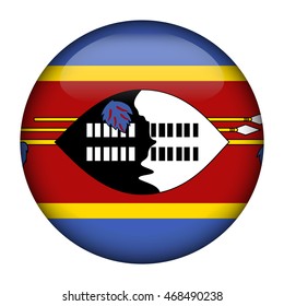 Round glossy Button with flag of Swaziland