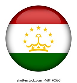 Round glossy Button with flag of Tajikistan