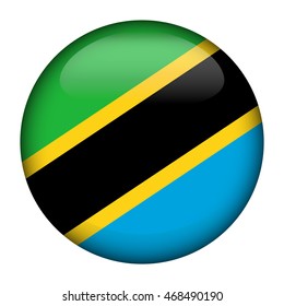 Round glossy Button with flag of Tanzania