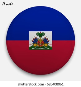 Round glossy Button with flag of Togo with the reflection of light and shadow realistic. Icon of country.