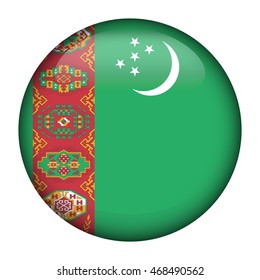 Round glossy Button with flag of Turkmenistan