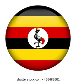 Round glossy Button with flag of Uganda
