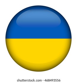 Round glossy Button with flag of Ukraine