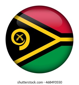 Round glossy Button with flag of Vanuatu