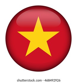 Round glossy Button with flag of Vietnam