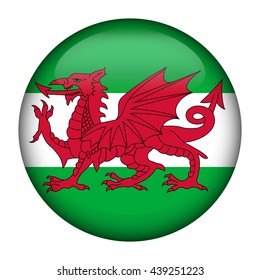 Round glossy Button with flag of Wales