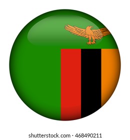 Round glossy Button with flag of Zambia