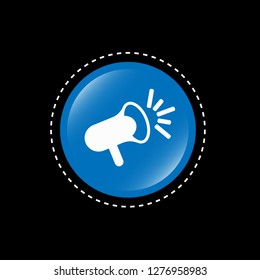 round glossy button and megaphone icon inside.