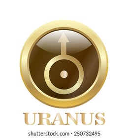 Round  glossy round button. Uranus. Vector illustration.  