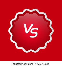 round glossy button with vs icon