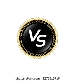round glossy button with vs icon