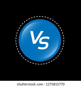 round glossy button with vs icon