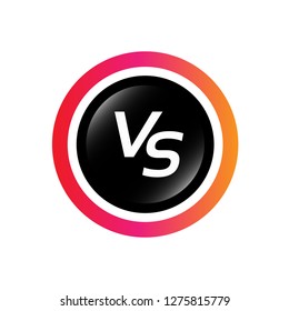 round glossy button with vs icon