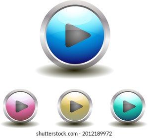 round glossy colorful video button