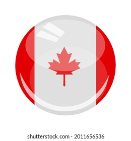 Round and glossy country flag of Canada vector