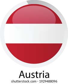 Bandera brillante redonda del icono de ilustración vectorial de Austria. Botón plano aislado simple. EPS10.
