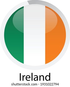 Round glossy flag of Ireland vector illustration icon. Simple Isolated flat button. EPS10.
