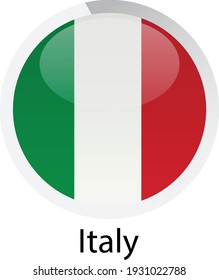 Round glossy flag of Italy vector illustration icon. Simple Isolated flat button. EPS10.
