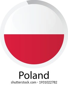 Bandera brillante redonda del icono de la ilustración vectorial de Polonia. Botón plano aislado simple. EPS10.
