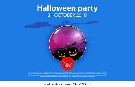 round glossy icon for your website for Halloween with pumpkins