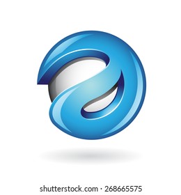 Round Glossy Letter A 3d Blue Logo Shape Vector Illustration