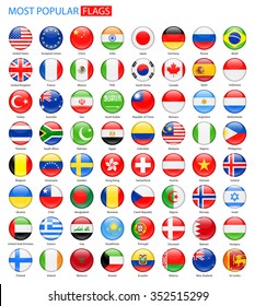 Round Glossy Most Popular Flags - Vector Collection
Vector Set Of National Flag Icons
