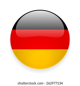 Round glossy vector icon with national flag of Germany on white background