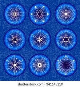 Round glowing abstract vector elements set on a textured background