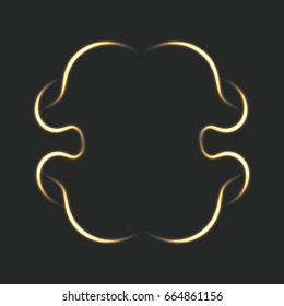 Round glowing frame on a dark background. Abstract magic wavy fire background. Vector illustration.