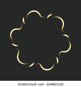 Round glowing frame on a dark background. Abstract magic wavy fire background. Vector illustration.