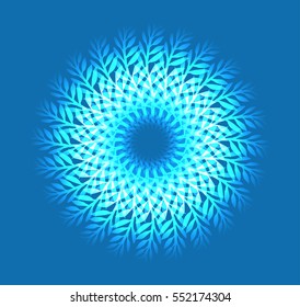 Round glowing ornament wreath of fern. Vector element for your creativity