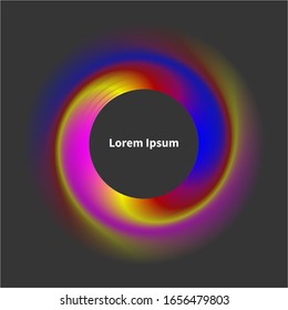 Round glowing vector frame, futuristic space border, magic halo, digital neon fluid background