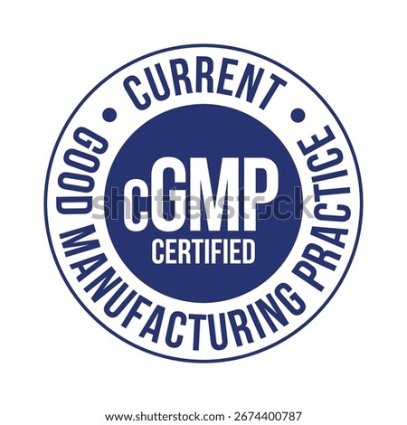 Round GMP certified badge for current good manufacturing practice labels