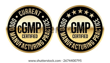 Round GMP certified badge for current good manufacturing practice labels